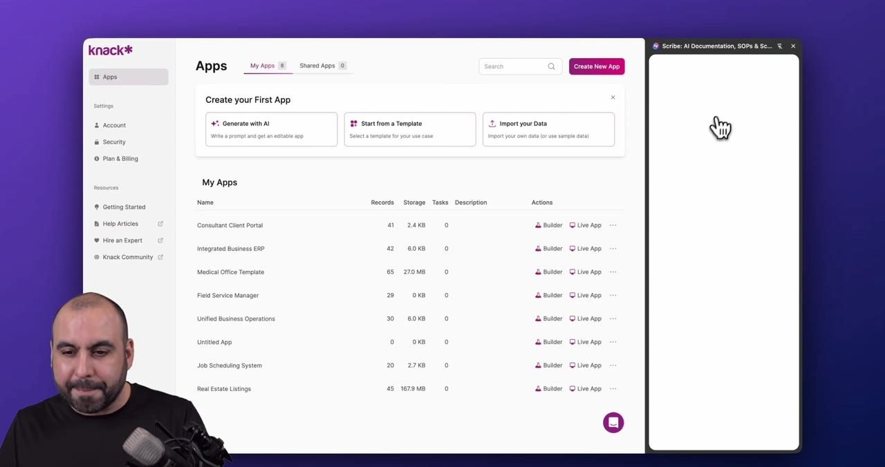 A creator walking through an app builder on screen